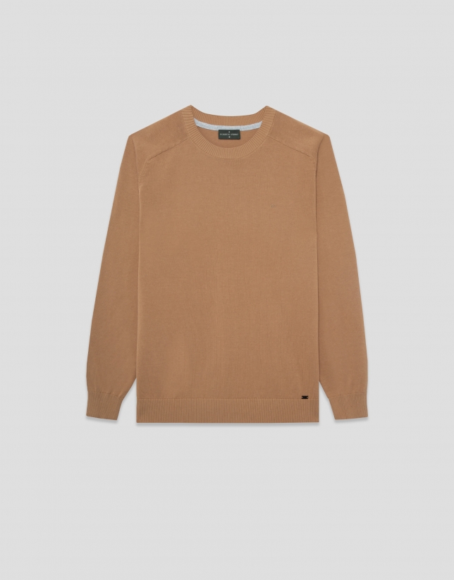 Jersey algod&oacute;n liso high twist tostado