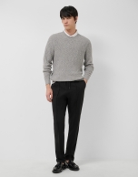 Grey melange cotton/linen structured jumper