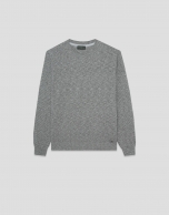 Grey melange cotton/linen structured jumper