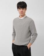 Grey melange cotton/linen structured jumper