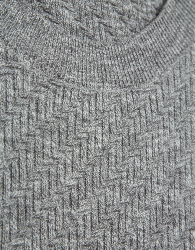 Jersey estructura algod&oacute;n/lino gris melange