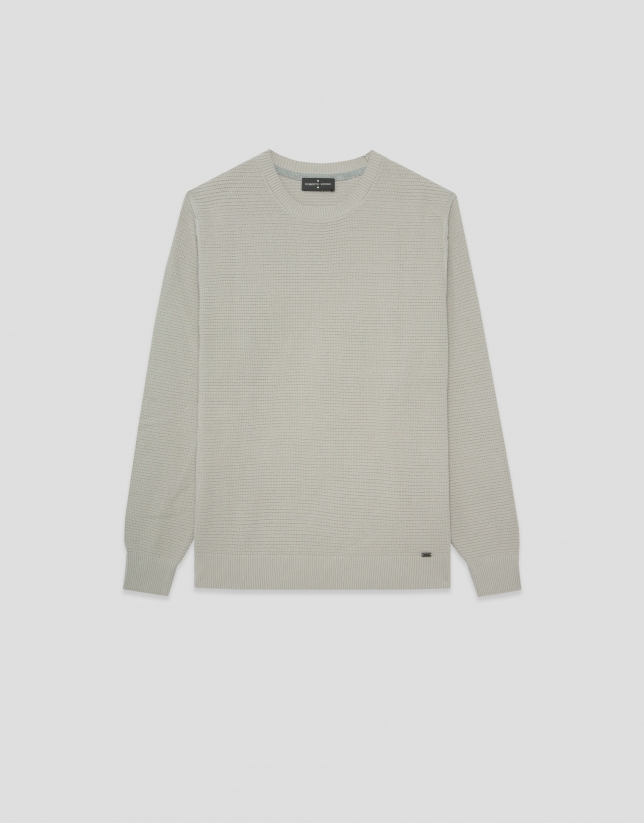 High twist sand-coloured structured jumper