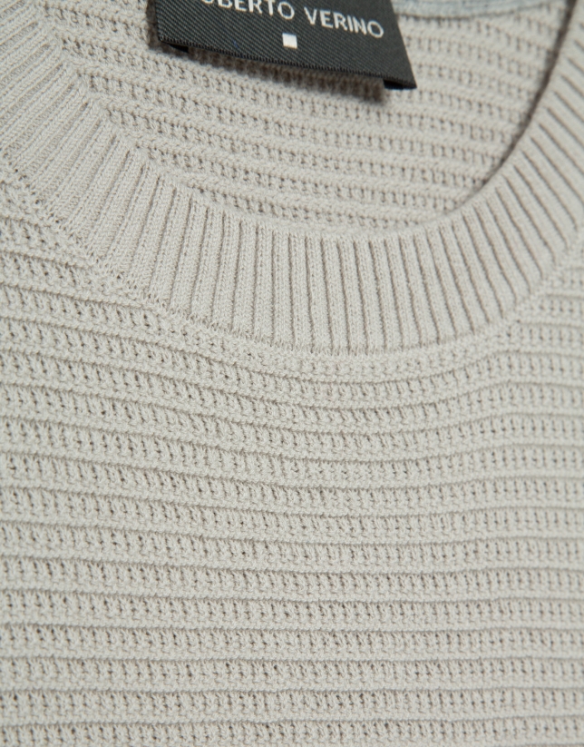 High twist sand-coloured structured jumper