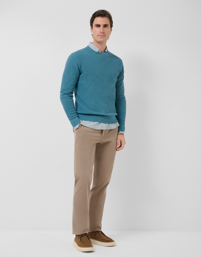 Teal high twist knit jumper