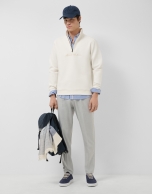 Off-white half-zip sweatshirt with chest logo