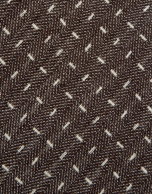 Herringbone silk/linen tie with geometric jacquard in brown tones