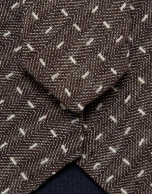 Corbata de seda/lino espiga con jacquard geom&eacute;trico tonos marrones