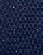 Corbata seda azul con jacquard celeste y rojo