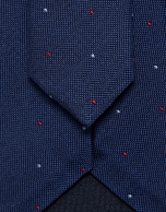 Corbata seda azul con jacquard celeste y rojo