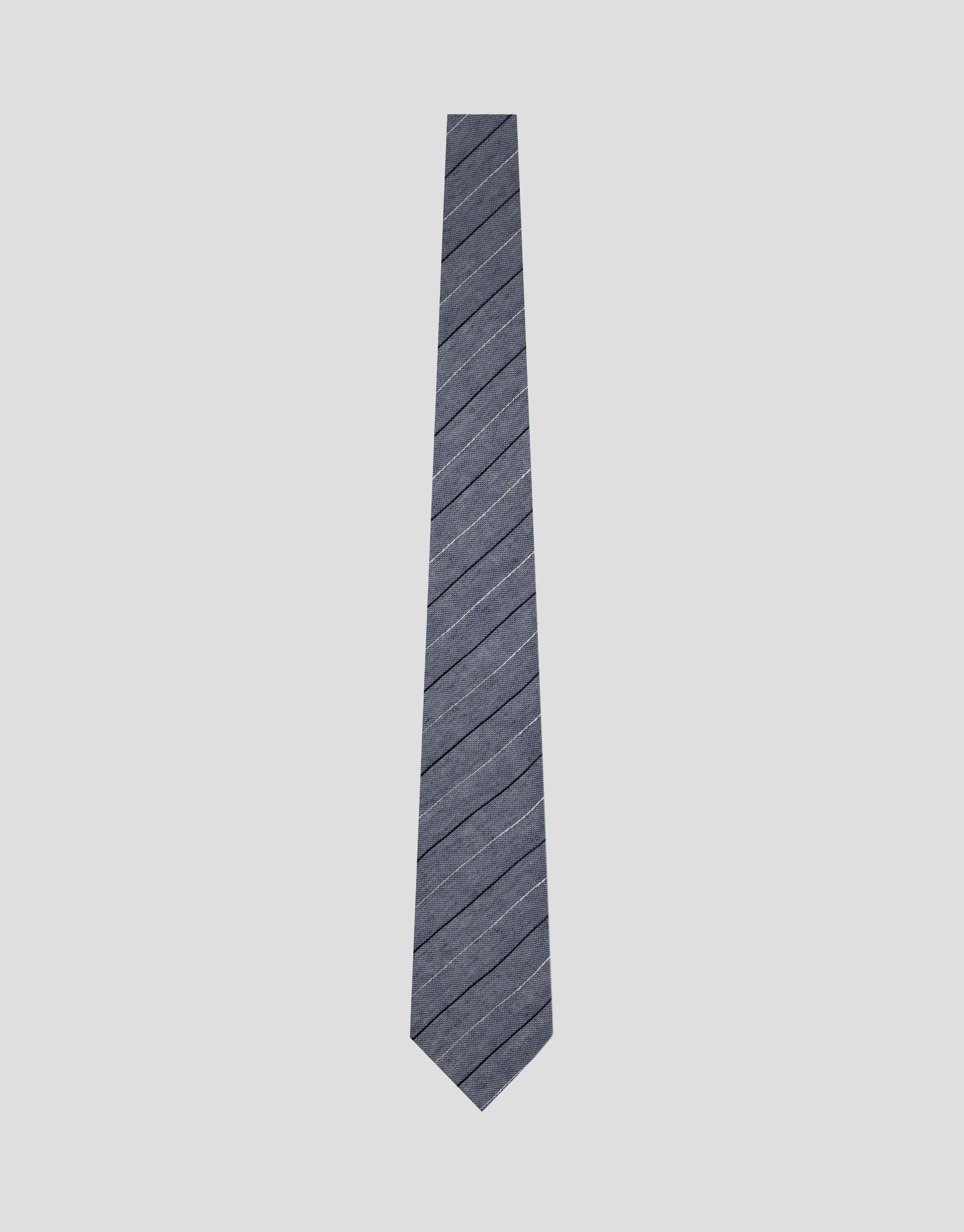 Silk/linen tie with blue stripes