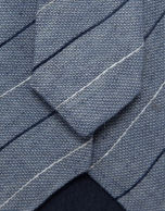 Silk/linen tie with blue stripes