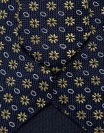 Corbata seda marino jacquard flores amarillas