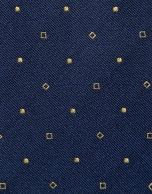 Corbata seda azul con jacquard geom&eacute;trico amarillo