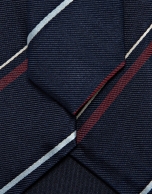 Corbata seda marino rayas blanco y rojo