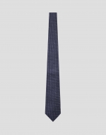 Corbata seda jacquard geom&eacute;trico tonos azules