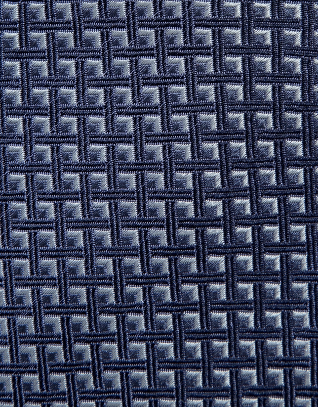 Corbata seda jacquard geom&eacute;trico tonos azules