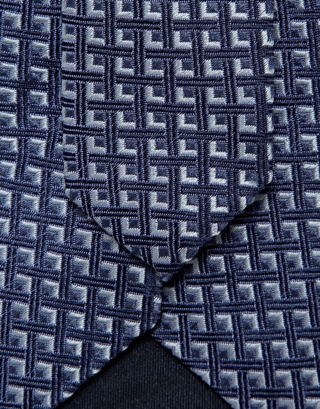 Corbata seda jacquard geom&eacute;trico tonos azules