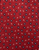 Corbera seda roja con jacquard geom&eacute;trico marino/blanco