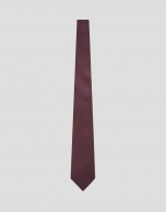 Silk tie with geometric rose jacquard pattern