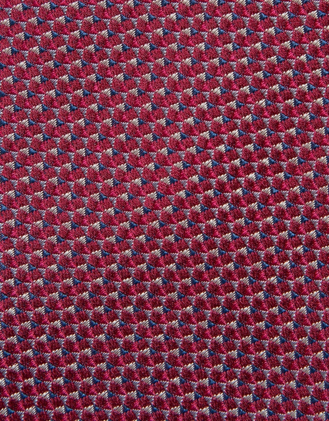Corbata seda jacquard geom&eacute;trico rosas