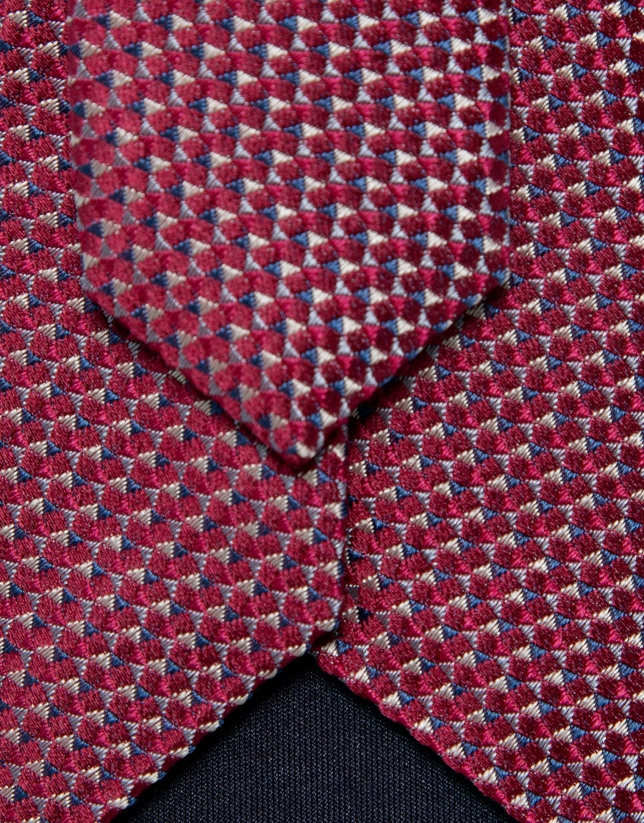 Silk tie with geometric rose jacquard pattern