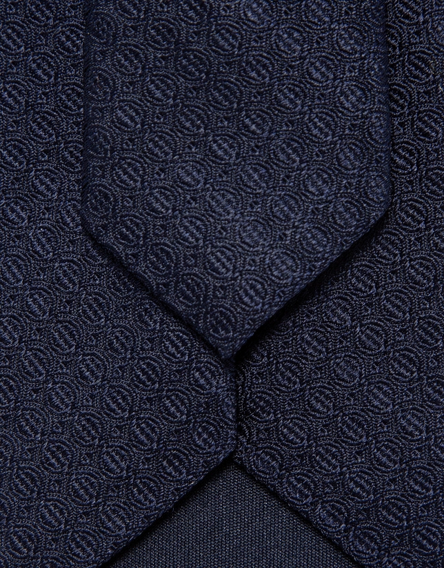 Corbata seda jacquard marino