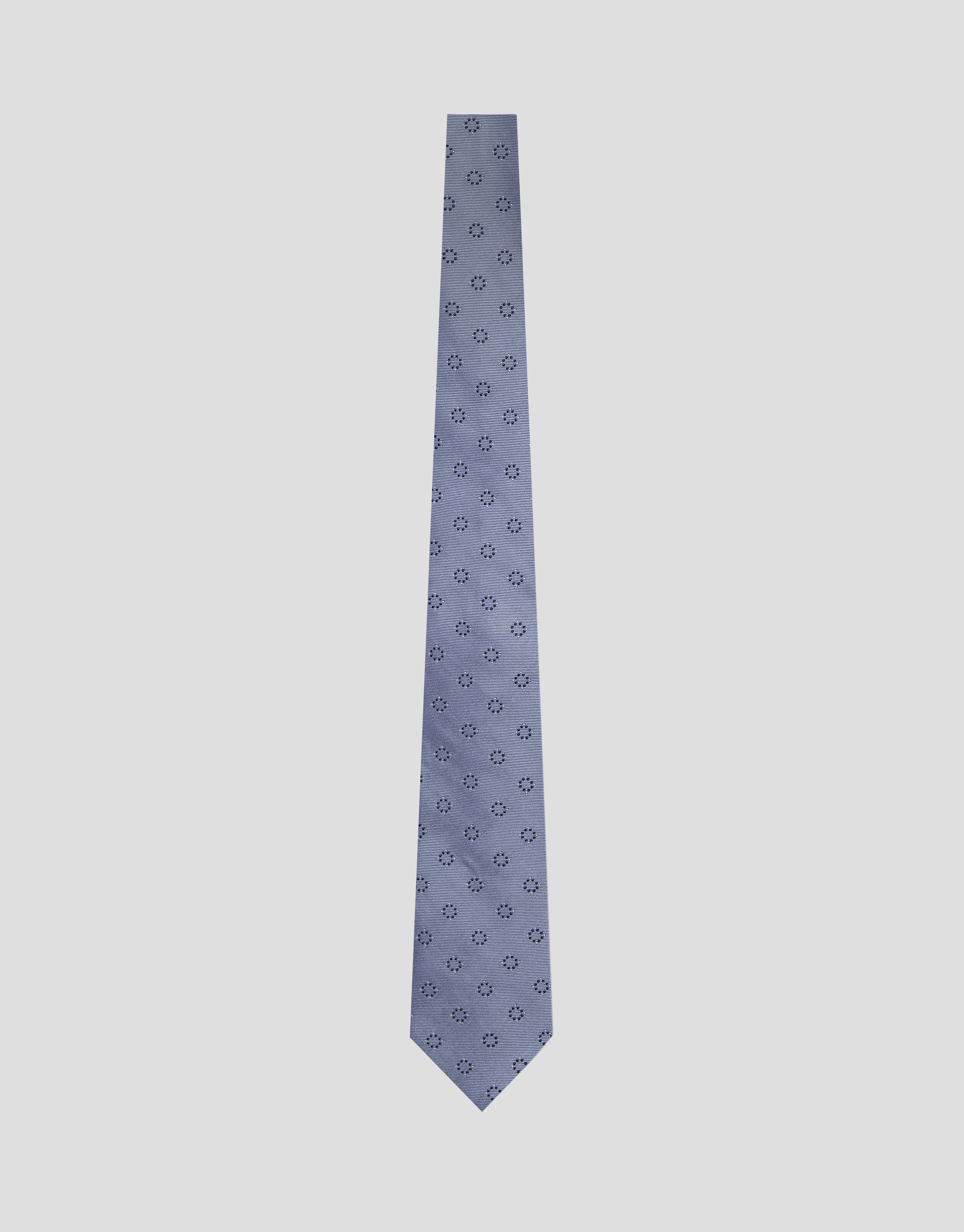 Corbata seda celeste jacquard geom&eacute;trico marino