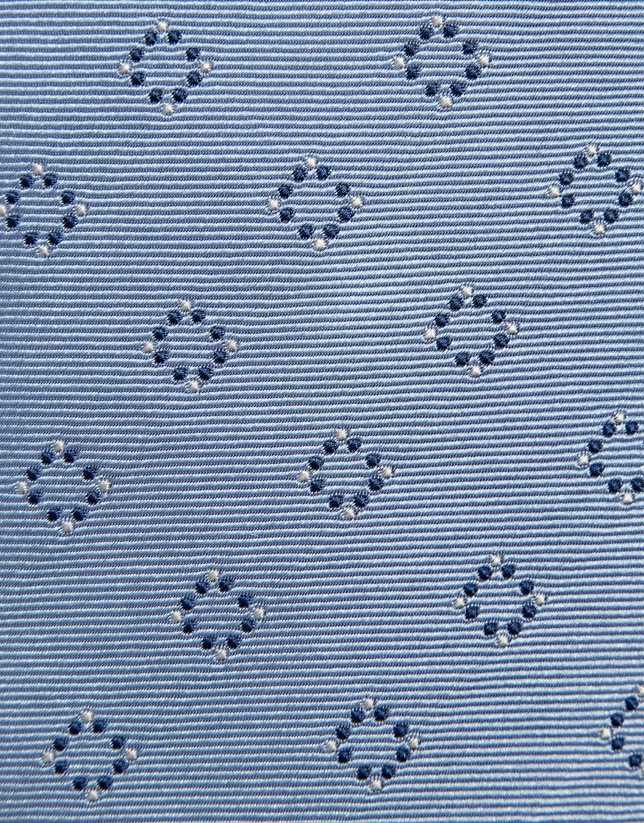 Light blue silk tie with navy geometric jacquard pattern