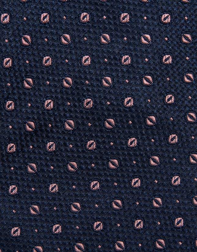 Corbata seda marino jacquard rosa