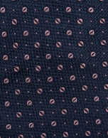 Navy silk tie with pink jacquard pattern