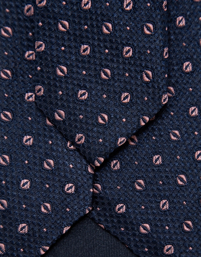 Corbata seda marino jacquard rosa