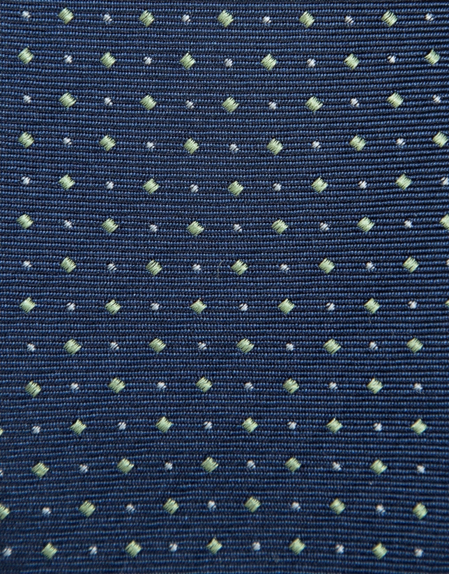 Navy silk tie with white jacquard pattern
