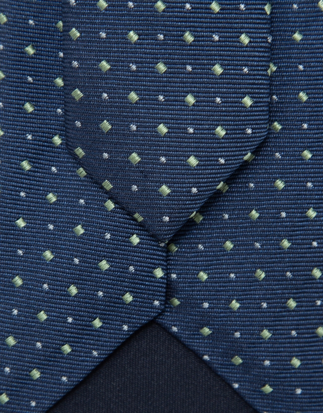 Corbata seda marino jacquard blanco
