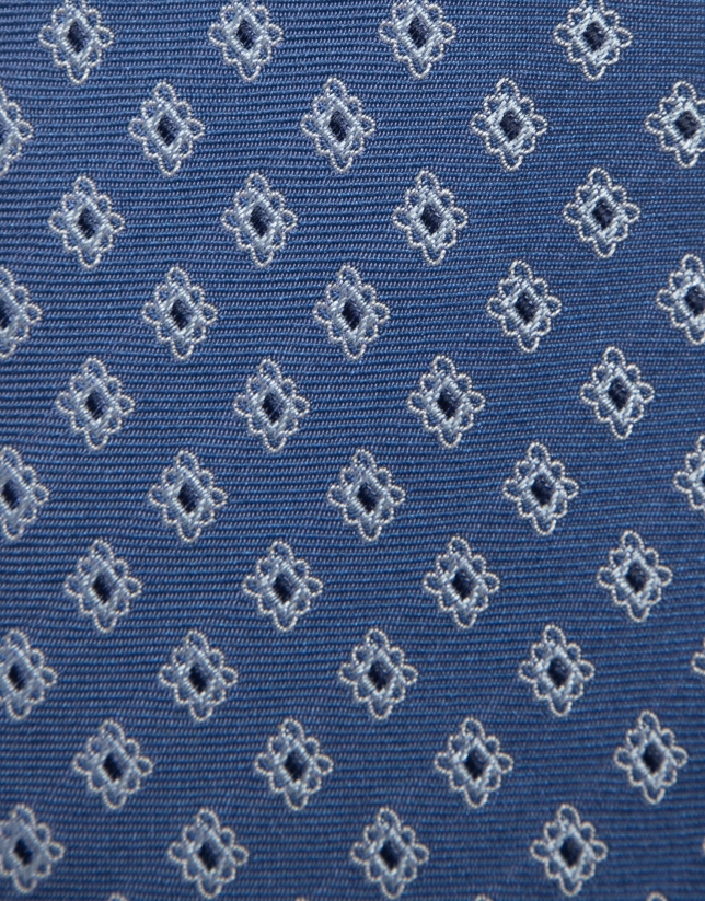 Corbata seda azul con jacquard plata