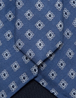Blue silk tie with silver jacquard