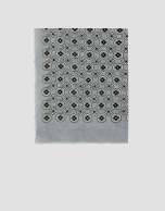Grey scarf with blue and white geometric print