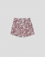 Plum and white tropical flower print swimsuit