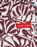 Plum and white tropical flower print swimsuit