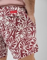 Plum and white tropical flower print swimsuit