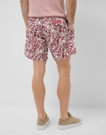 Plum and white tropical flower print swimsuit