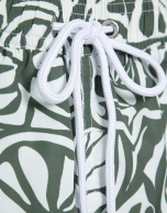 Khaki and white tropical flower print swimsuit