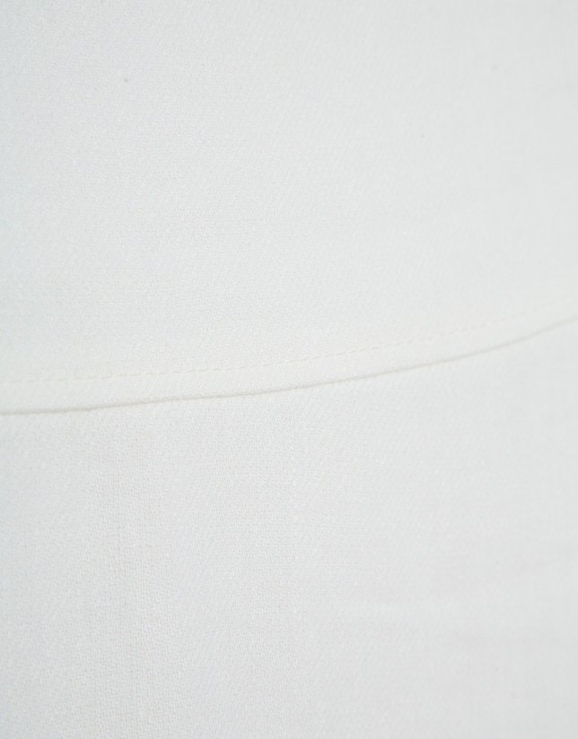 Off-white linen blend flared midi skirt