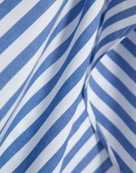 White cotton knotted midi skirt with blue stripes