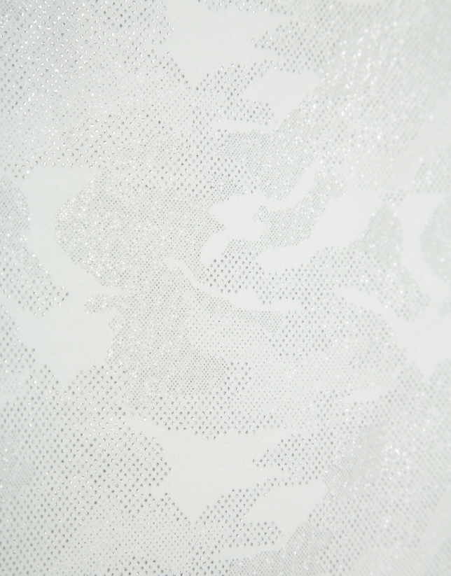 White five-pocket trousers with silver laminated print