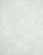 White five-pocket trousers with silver laminated print