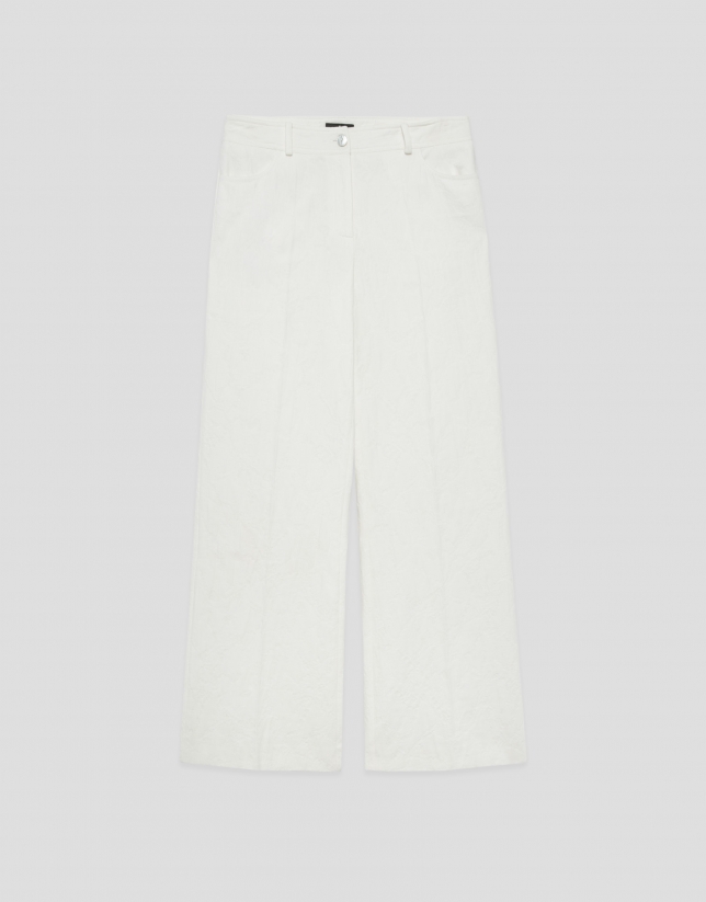 Pantal&oacute;n cuatro bolsillos jacquard de algod&oacute;n blanco