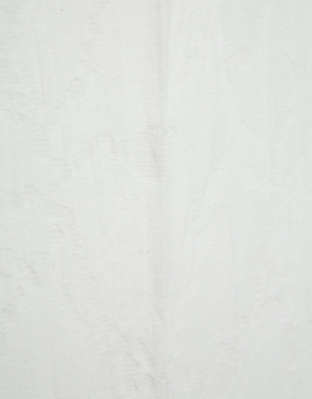 White cotton jacquard four-pocket trousers