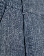 Pantal&oacute;n bermuda larga cinco bolsillos lino azul