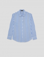 White cotton shirt with blue stripes