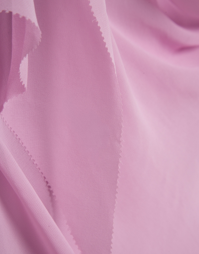 Long pink strappy dress with chiffon armholes